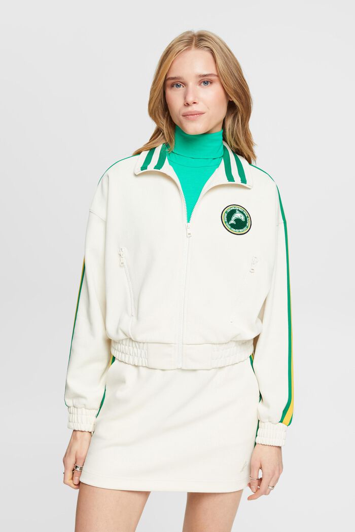 Cropped track style jacket, OFF WHITE, detail image number 0