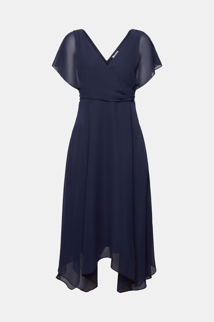 V-Neck Chiffon Maxi Dress, NAVY, detail image number 7