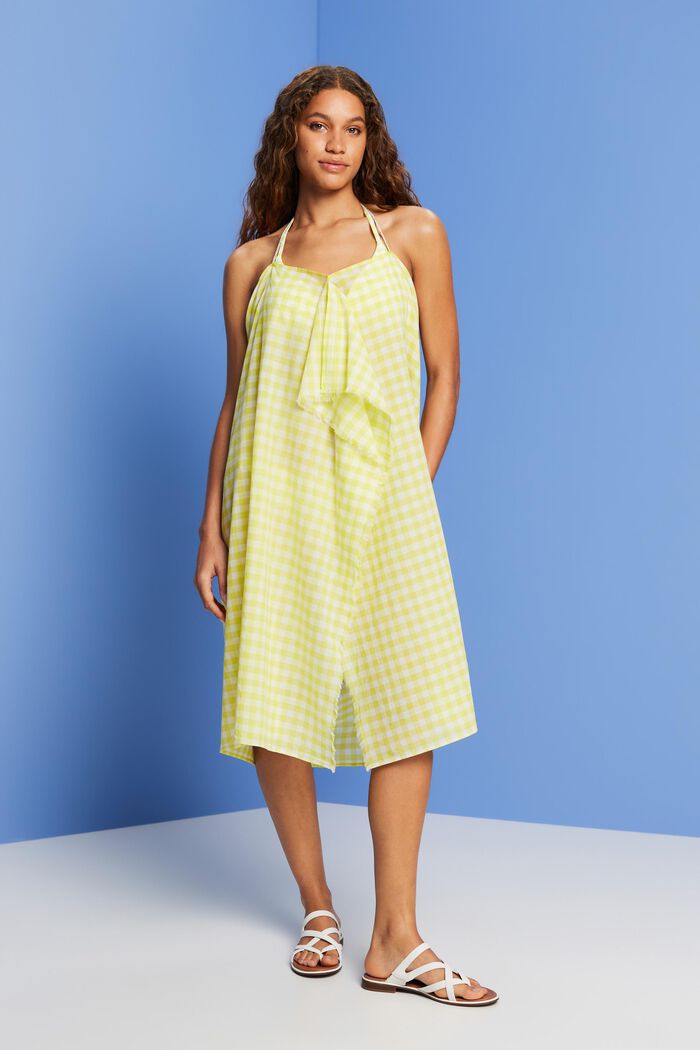 Printed Halterneck Beach Dress, LIME YELLOW, detail image number 4