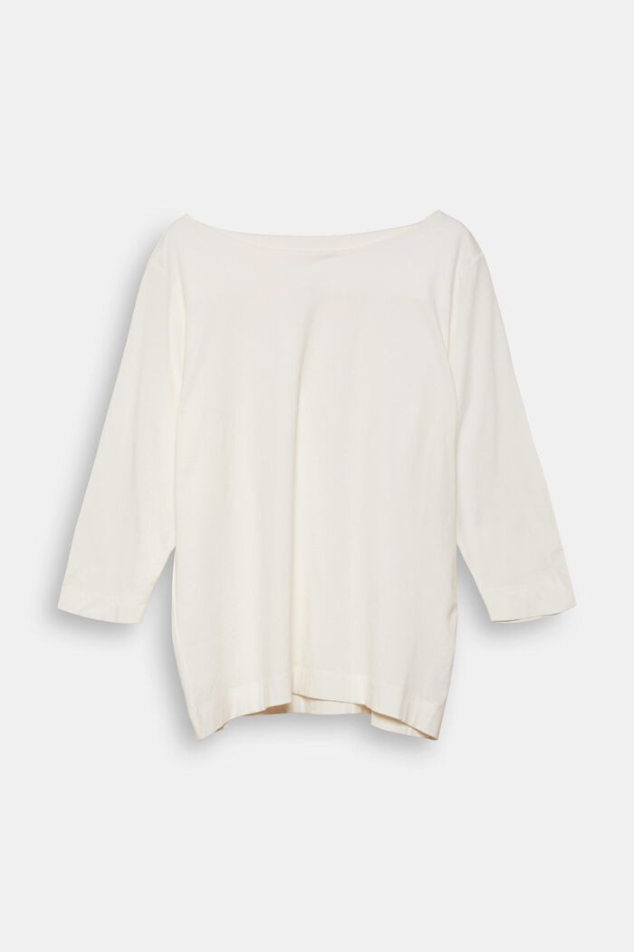 CURVY top with 3/4-length sleeves, organic cotton, OFF WHITE, detail image number 2