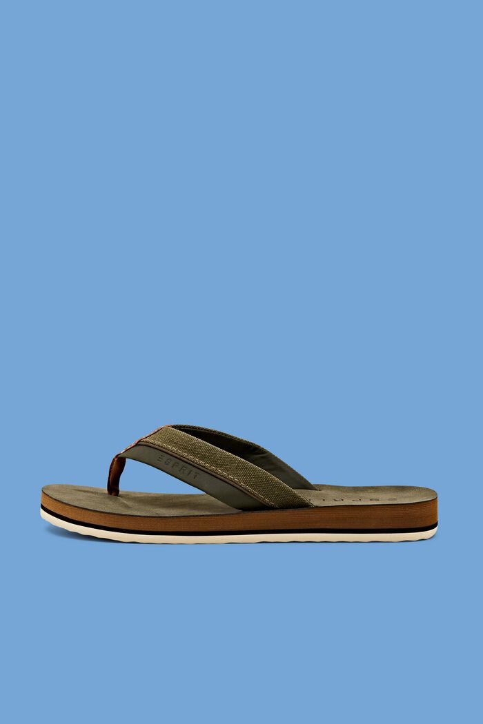 Slip Slops with faux leather details, KHAKI GREEN, detail image number 0
