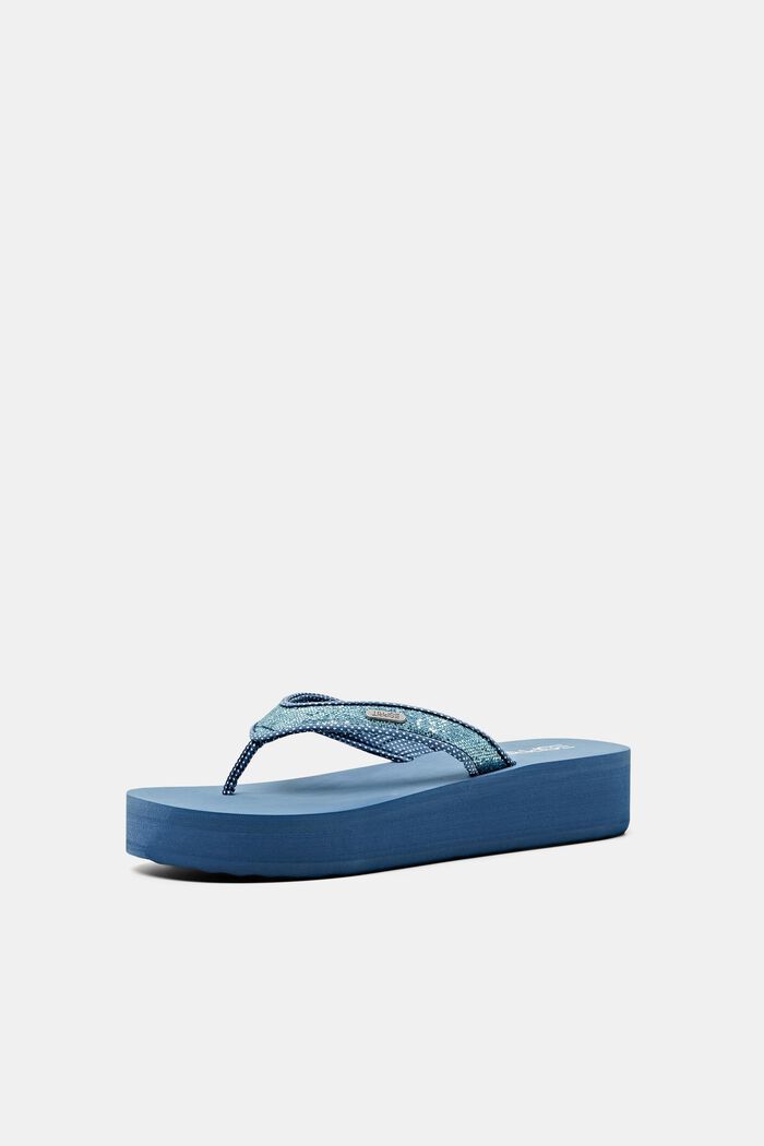 Platform Toe-Strap Slippers, BLUE, detail image number 2