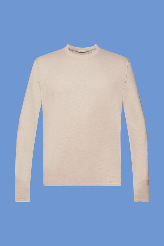 Crewneck jumper, cotton-linen blend, LIGHT BEIGE, detail image number 5