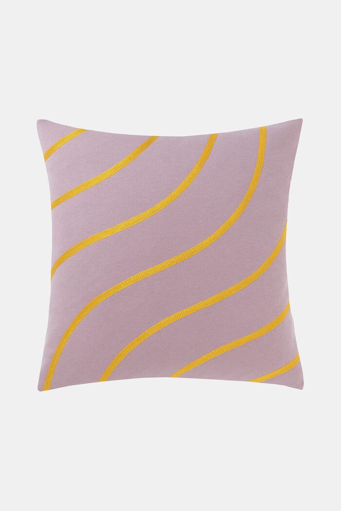 Cushion cover with embroidered curved line pattern, LILAC, detail image number 0
