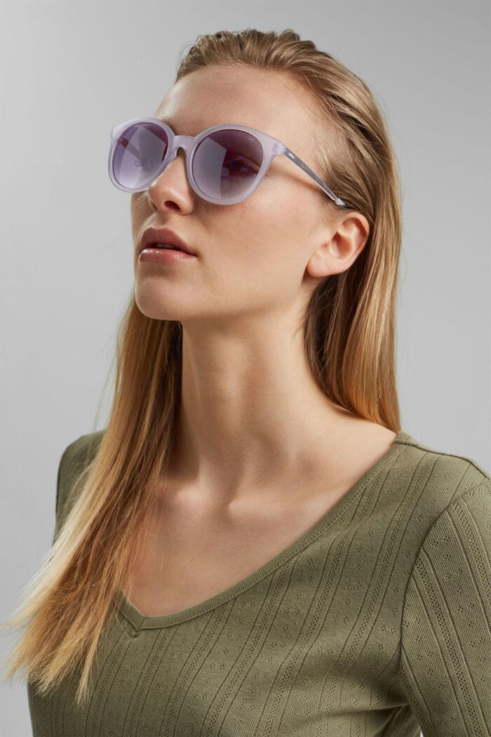 Round material-mix sunglasses, GREY, detail image number 2