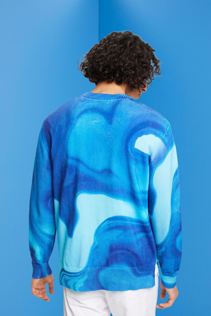 Woven cotton jumper with all-over pattern, BLUE, detail image number 3