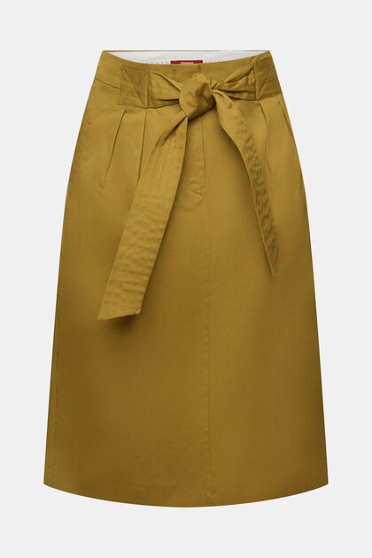 Belted knee length skirt, 100% cotton