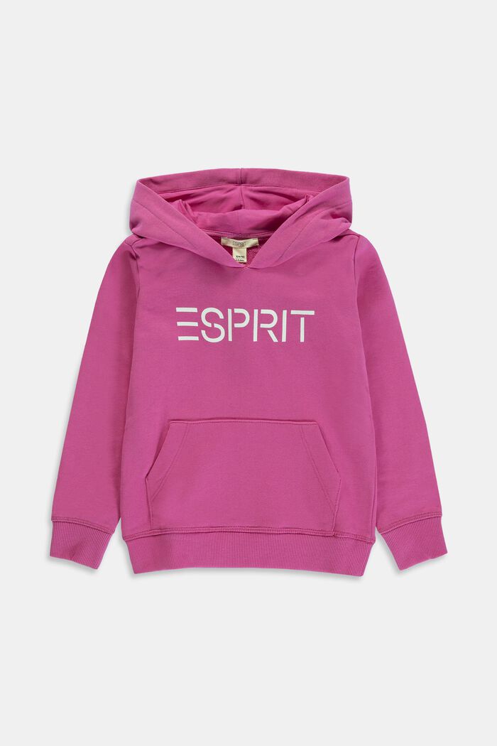 Hoodie with logo print, 100% cotton, PINK, detail image number 0