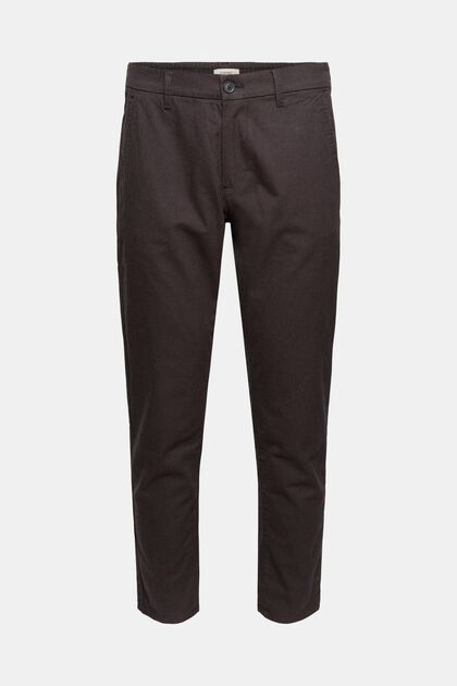 Two-tone suit trousers made of blended cotton, DARK BROWN, overview