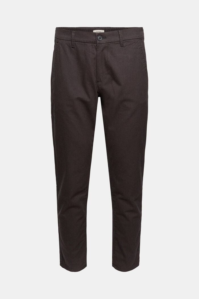Two-tone suit trousers made of blended cotton, DARK BROWN, detail image number 6