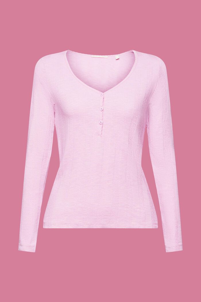 Textured ribbed long sleeve top, LILAC, detail image number 6