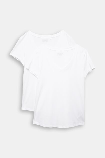 Double pack of T-shirts made of blended organic cotton, WHITE, overview