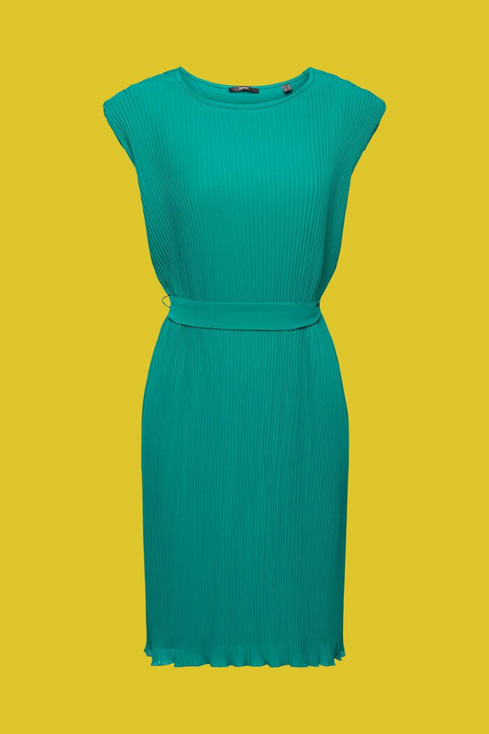 Sleeveless plissé dress, LENZING™ ECOVERO™, EMERALD GREEN, detail image number 7
