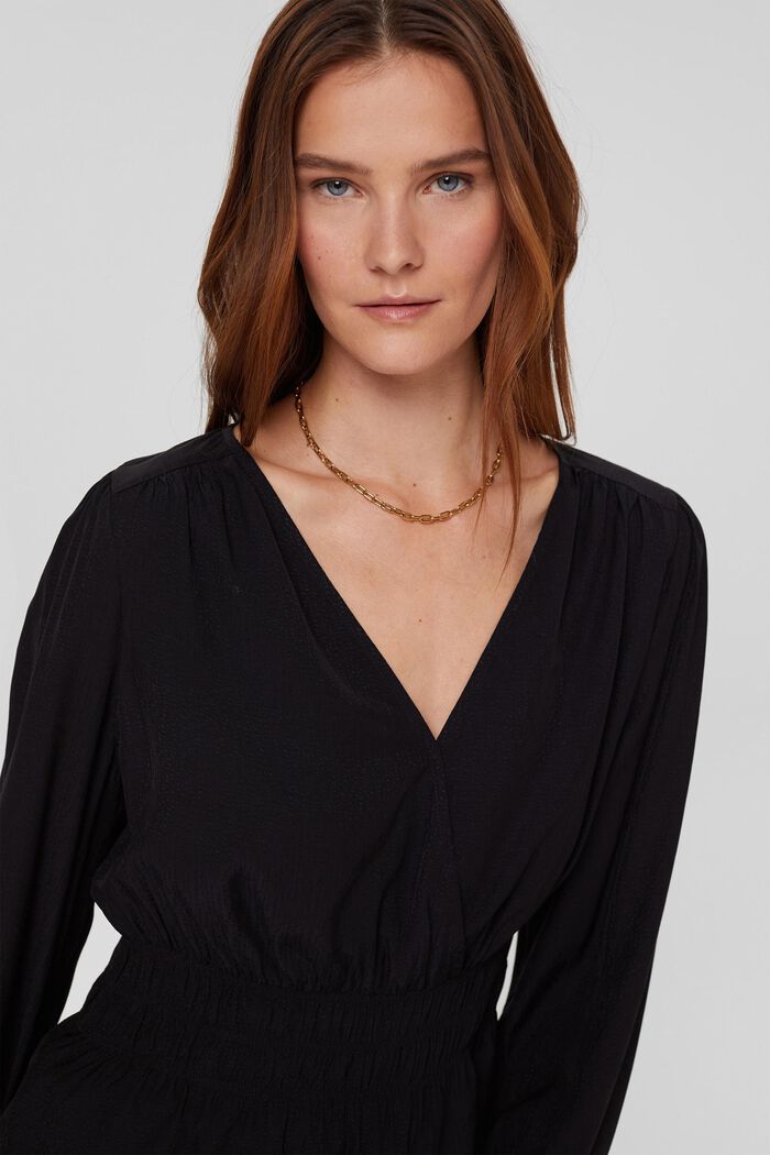 Wrap-over effect blouse, LENZING™ ECOVERO™, BLACK, detail image number 5