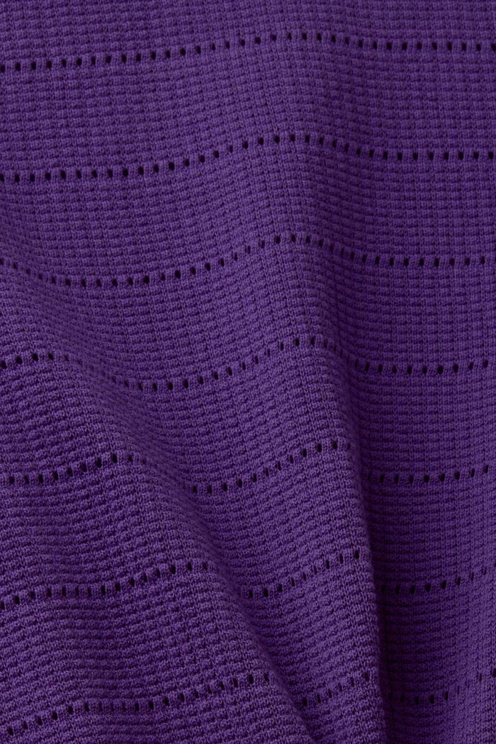 Pointelle cotton jumper, DARK PURPLE, detail image number 5