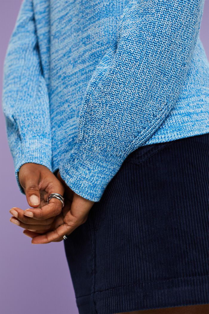 Marled Knit Turtleneck Cardigan, PASTEL BLUE, detail image number 2
