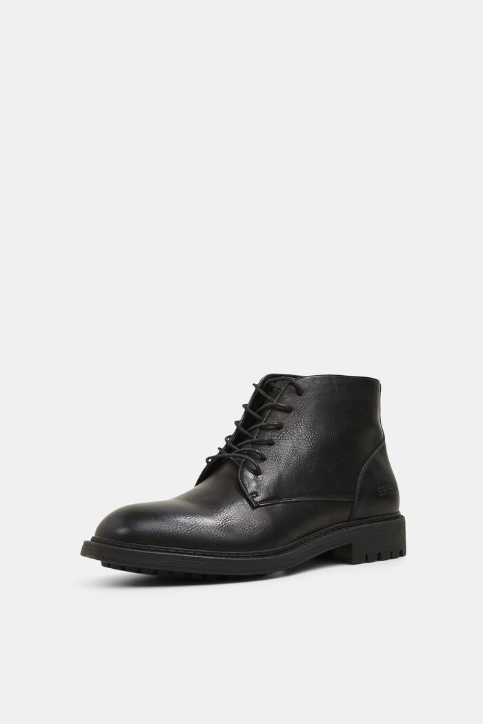 Lace-up boots in faux leather, BLACK, detail image number 1