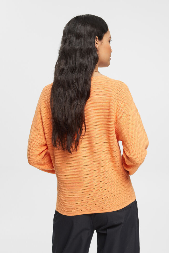Mixed Knit Striped Sweater, GOLDEN ORANGE, detail image number 3
