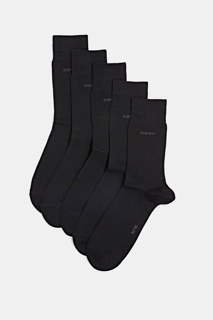 Pack of 5 socks, blended organic cotton, BLACK, detail image number 0