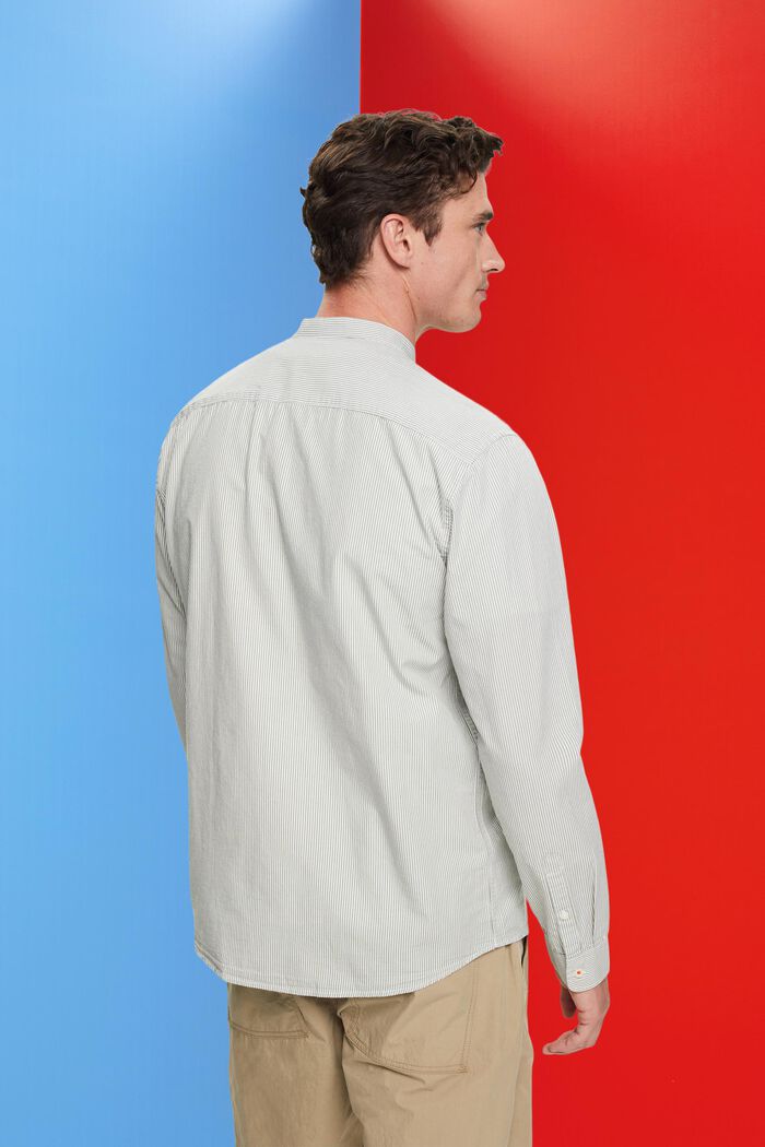 Pinstripe cotton shirt with mandarin collar, LIGHT KHAKI, detail image number 3