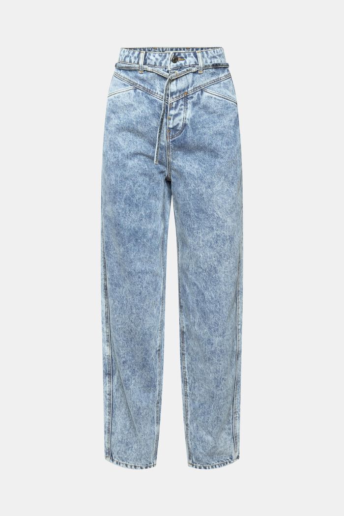 High-rise banana cut jeans with stonewashed effect