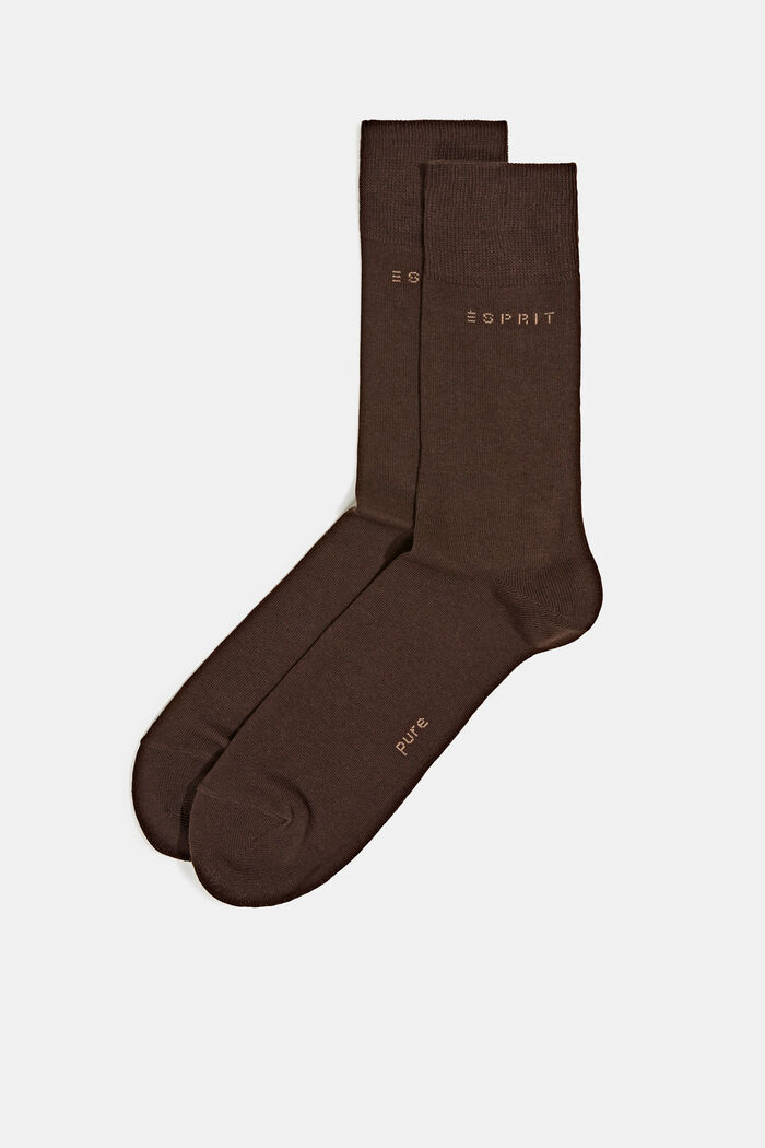 2-Pack Socks, Organic Cotton, DARK BROWN, detail image number 0