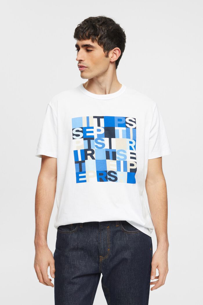T-shirt with logo print, organic cotton, WHITE, detail image number 0