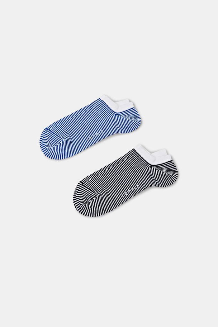 2-Pack Striped Ankle Socks, BLUE/BLACK, detail image number 0