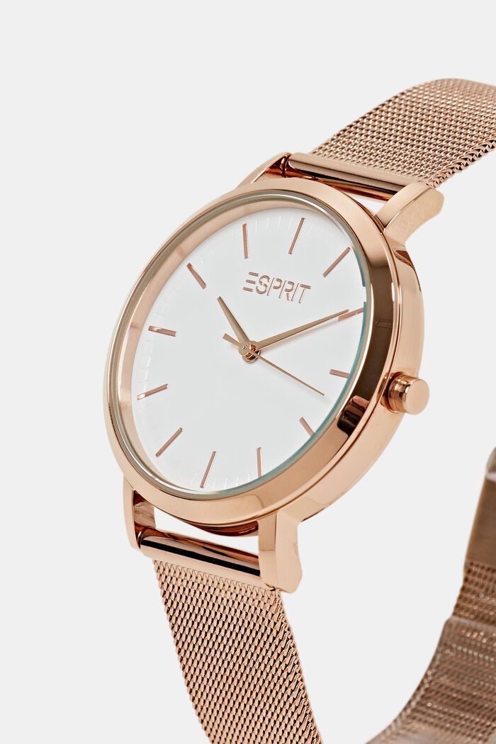 Stainless steel watch with a mesh strap, ROSEGOLD, detail image number 1