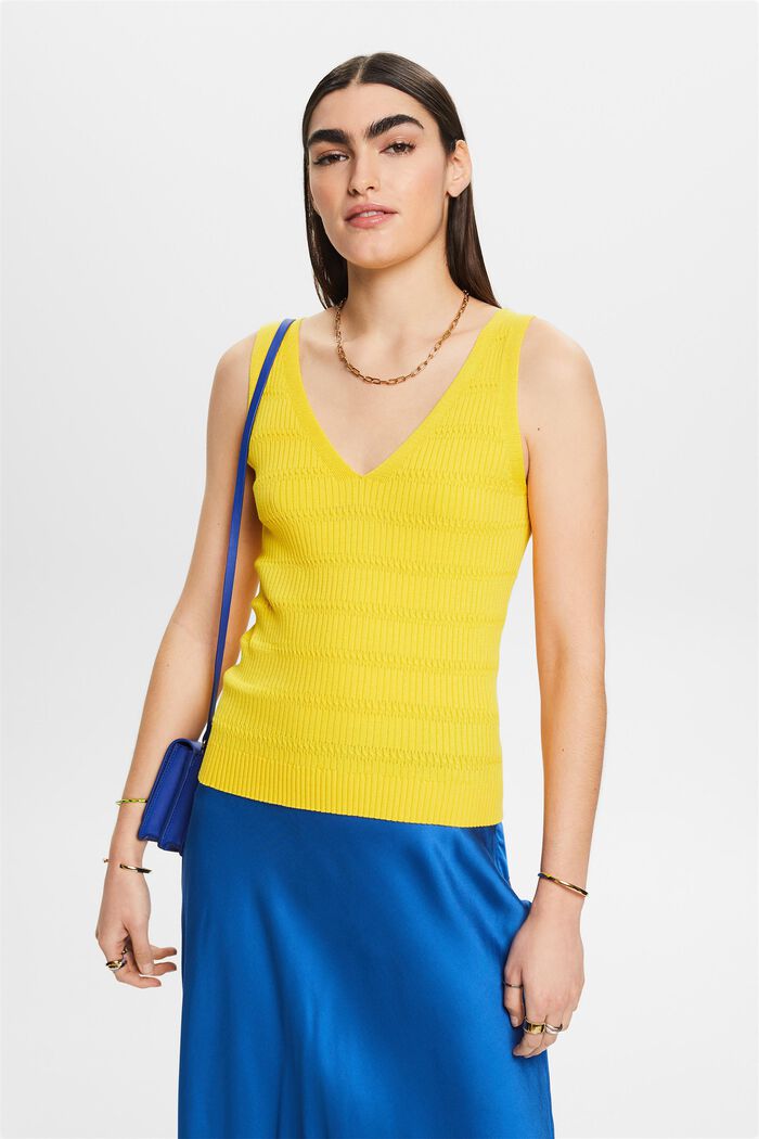 V-Neck Sweater Tank, YELLOW, detail image number 0