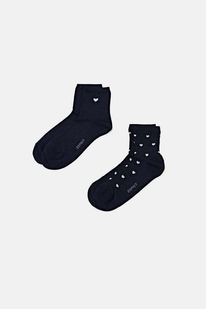 2-Pack Heart Socks, SPACE BLUE, detail image number 0