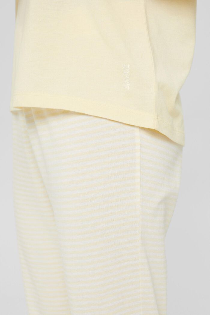 Velvety pyjama top, 100% organic cotton, PASTEL YELLOW, detail image number 3