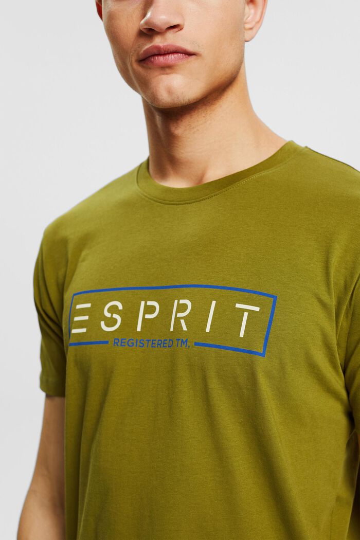 Jersey T-shirt with a logo print, LEAF GREEN, detail image number 1