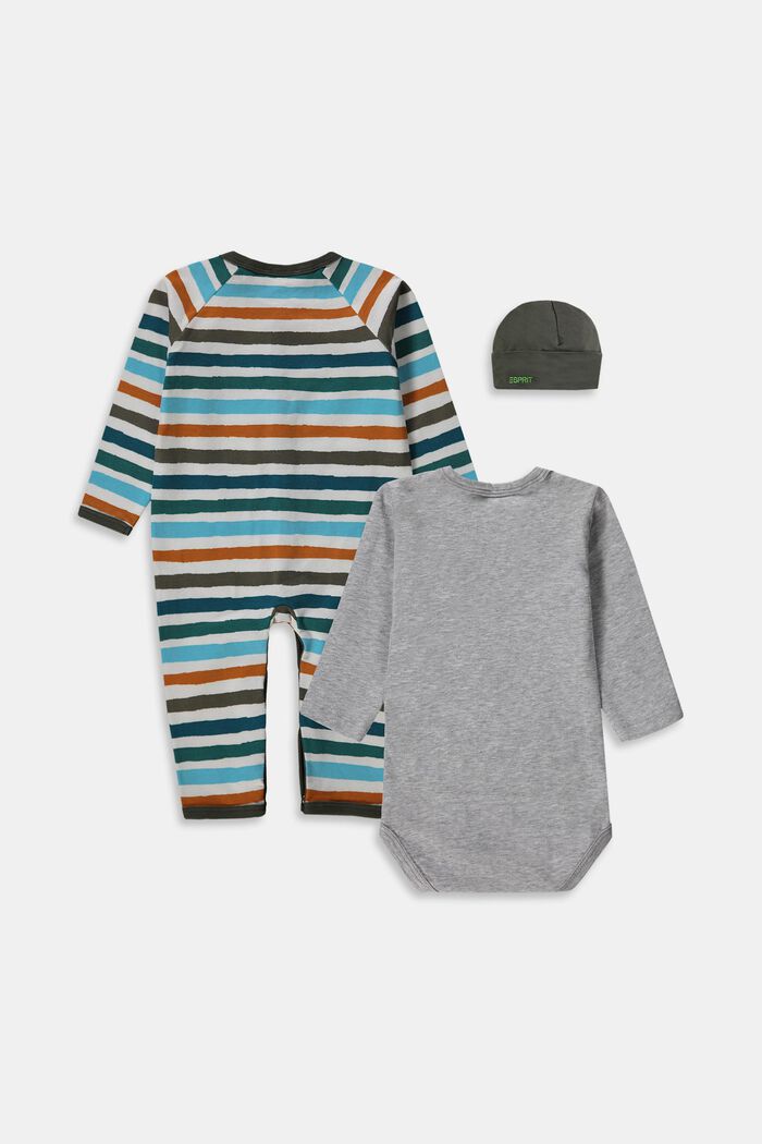 Mixed set: Sleepsuit, long-sleeved body, hat, FOREST, detail image number 1