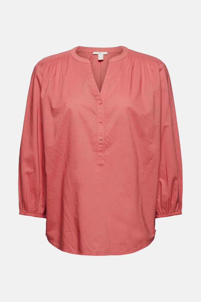 Blouse with 3/4-length sleeves, 100% cotton, CORAL, detail image number 6