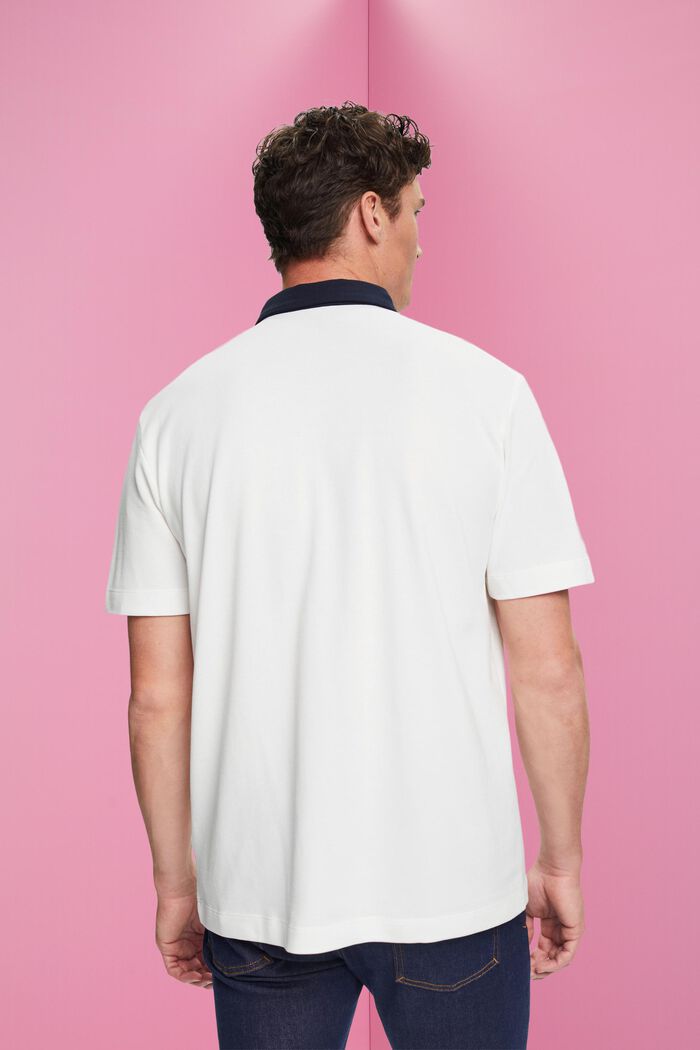 Cotton pique polo shirt, OFF WHITE, detail image number 3