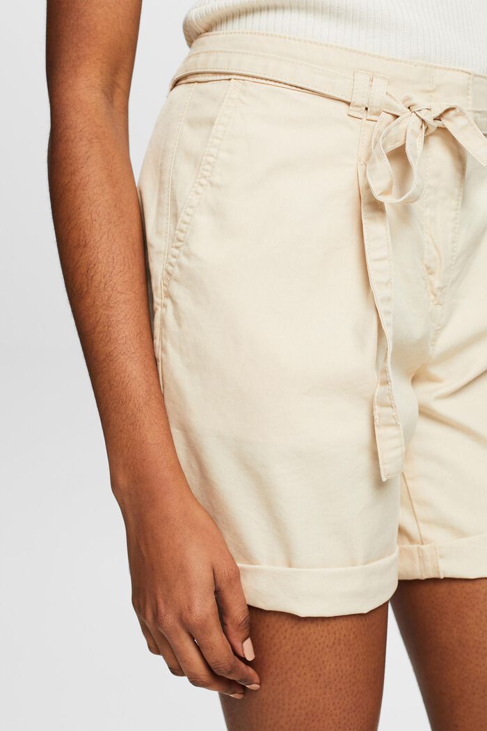 Belted Twill Shorts, CREAM BEIGE, detail image number 3
