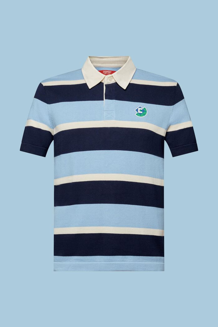 Striped Logo Cotton Polo T-Shirt, BRIGHT BLUE, detail image number 6