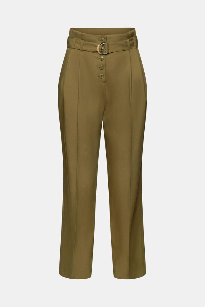 Mix and Match Cropped High-Rise Culotte Pants, KHAKI GREEN, detail image number 6