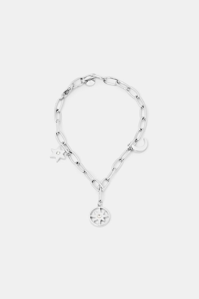 Chain bracelet with pendants, stainless steel