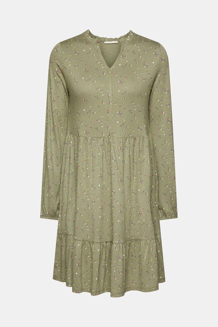 Patterned dress, LENZING™ ECOVERO™, LIGHT KHAKI, detail image number 6