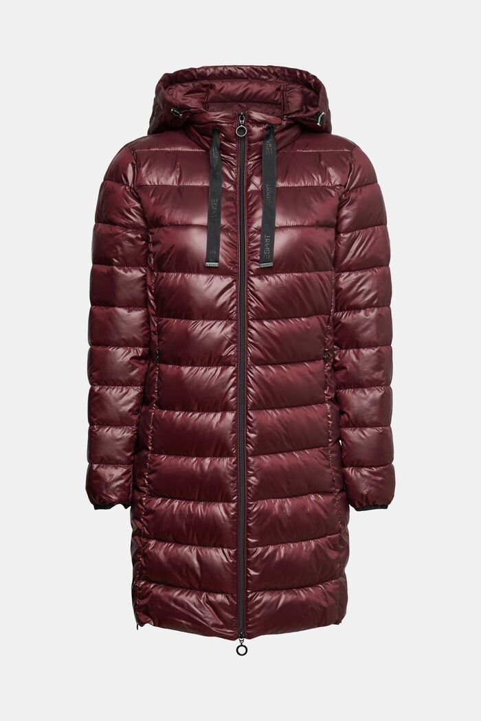 Quilted coat with detachable drawstring hood, BORDEAUX RED, detail image number 2