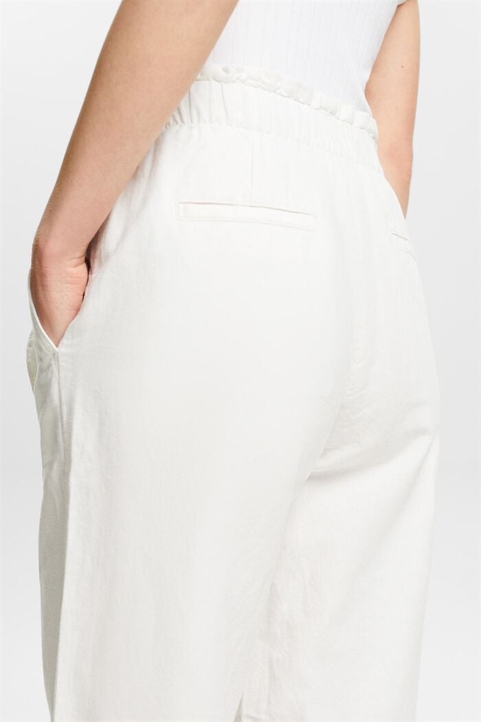 Cotton-Linen Cropped Culotte, OFF WHITE, detail image number 4