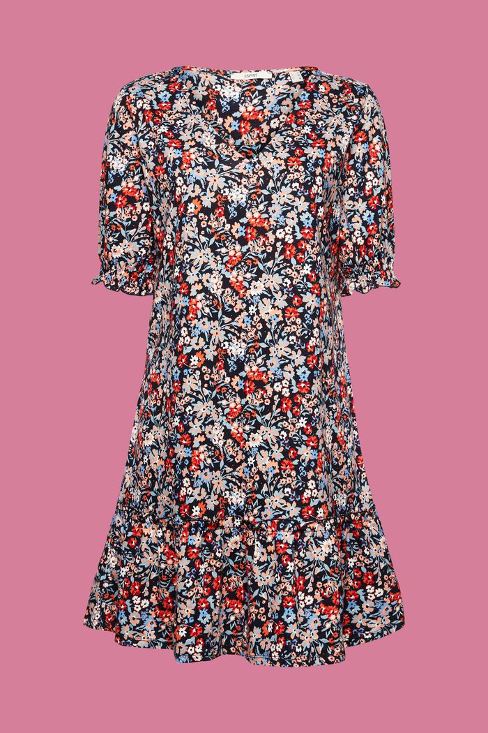Printed jersey mini dress, 100% cotton, NAVY, detail image number 5