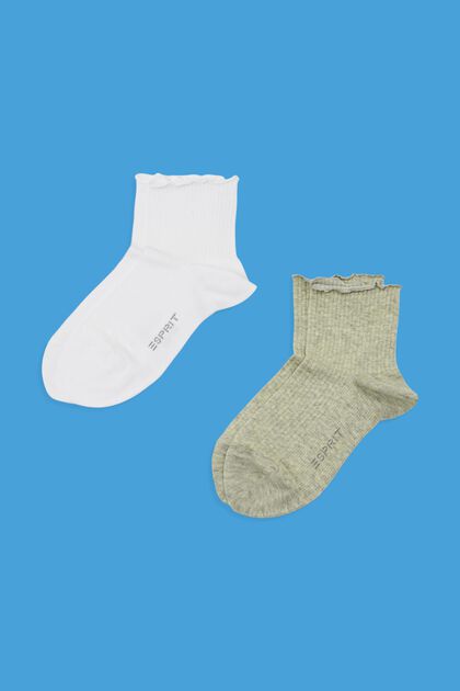 2-pack of socks with ruffled cuffs, organic cotton