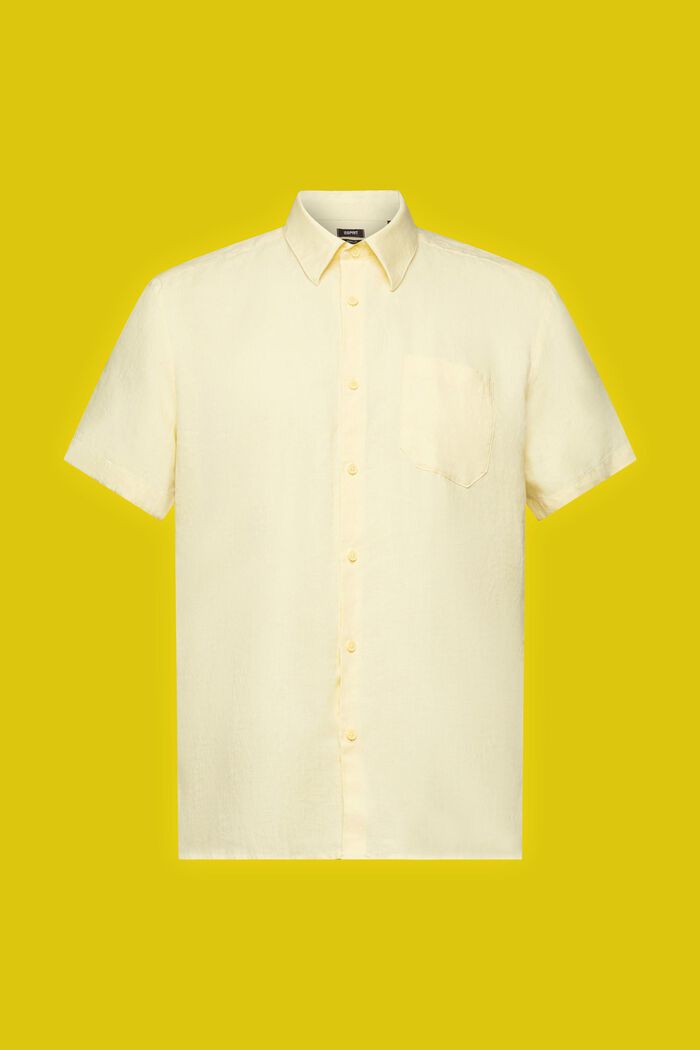 Linen short-sleeved shirt, LIGHT YELLOW, detail image number 6