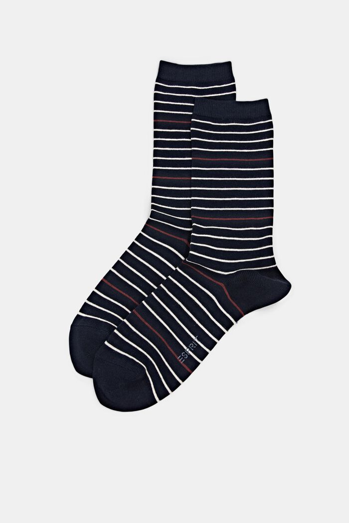 2-pack of striped socks, organic cotton, MARINE, detail image number 0