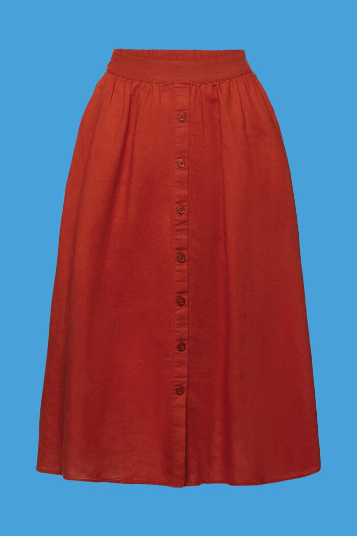 Midi skirt, linen-cotton blend, TERRACOTTA, detail image number 6