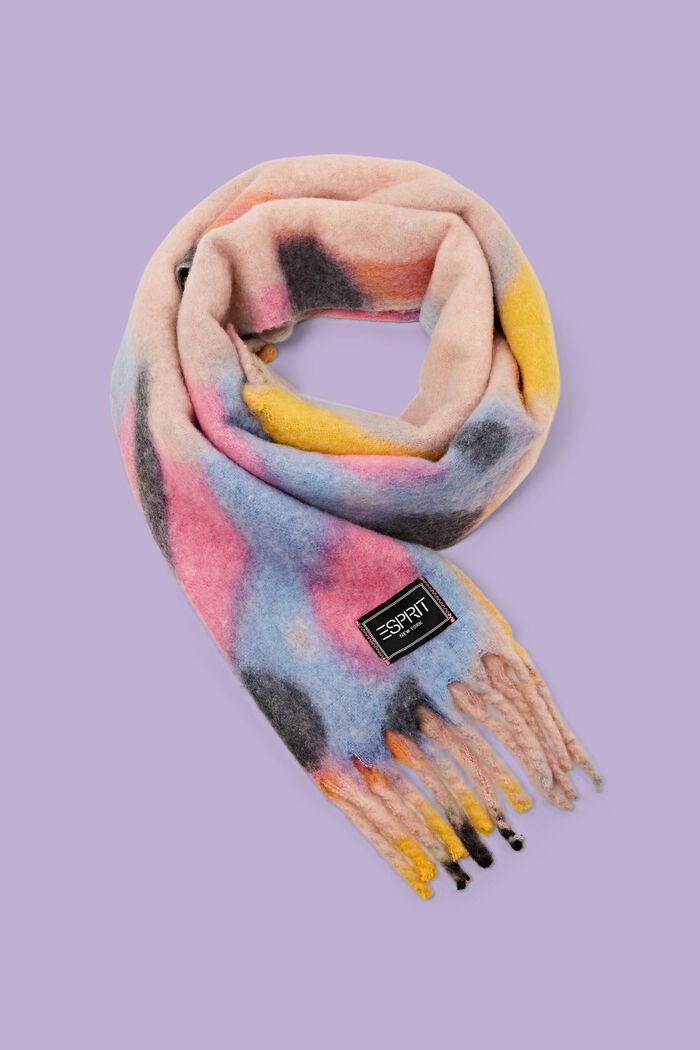 Multi-Colored Brushed Knit Scarf, PASTEL PINK, detail image number 0