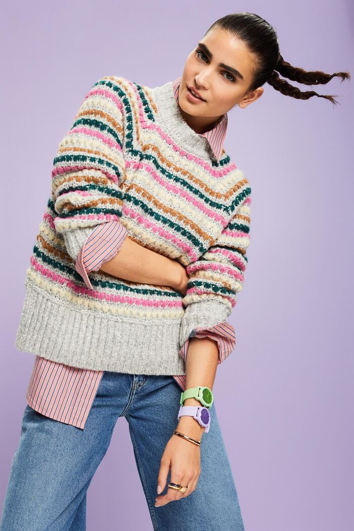 Cotton-Wool Blend Sweater, LIGHT GREY, detail image number 2